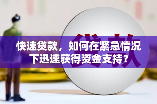 板芙快速贷款，如何在紧急情况下迅速获得资金支持？