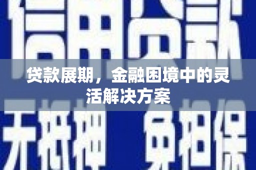 板芙贷款展期，金融困境中的灵活解决方案