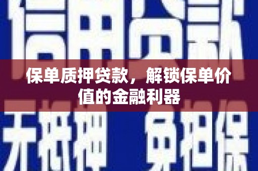板芙保单质押贷款，解锁保单价值的金融利器
