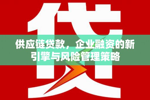 板芙供应链贷款，企业融资的新引擎与风险管理策略