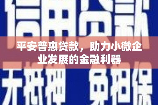 板芙平安普惠贷款，助力小微企业发展的金融利器