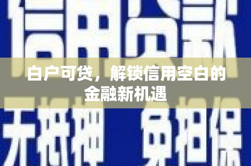 板芙白户可贷，解锁信用空白的金融新机遇