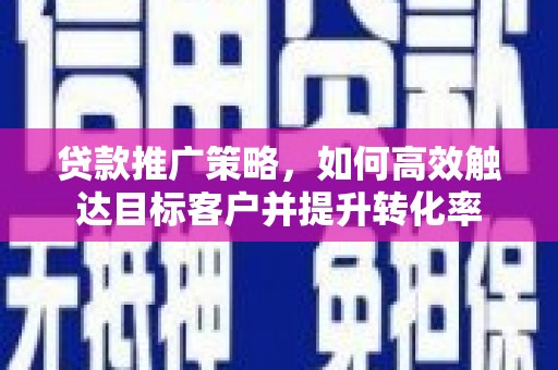 板芙贷款推广策略，如何高效触达目标客户并提升转化率