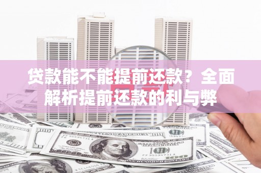板芙贷款能不能提前还款？全面解析提前还款的利与弊