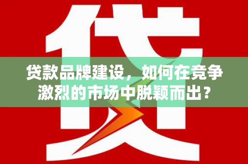 板芙贷款品牌建设，如何在竞争激烈的市场中脱颖而出？